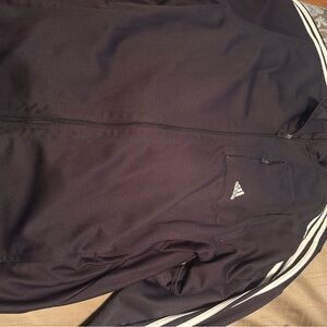 Adidas Men's Dark Blue Windbreaker with White Accents